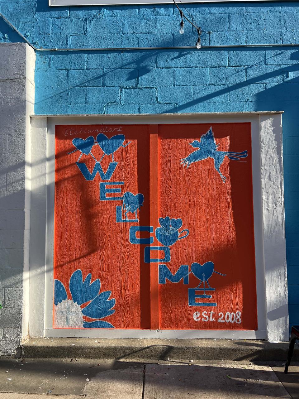 Second Wind Coffee House Welcome Mural by Talia Nat