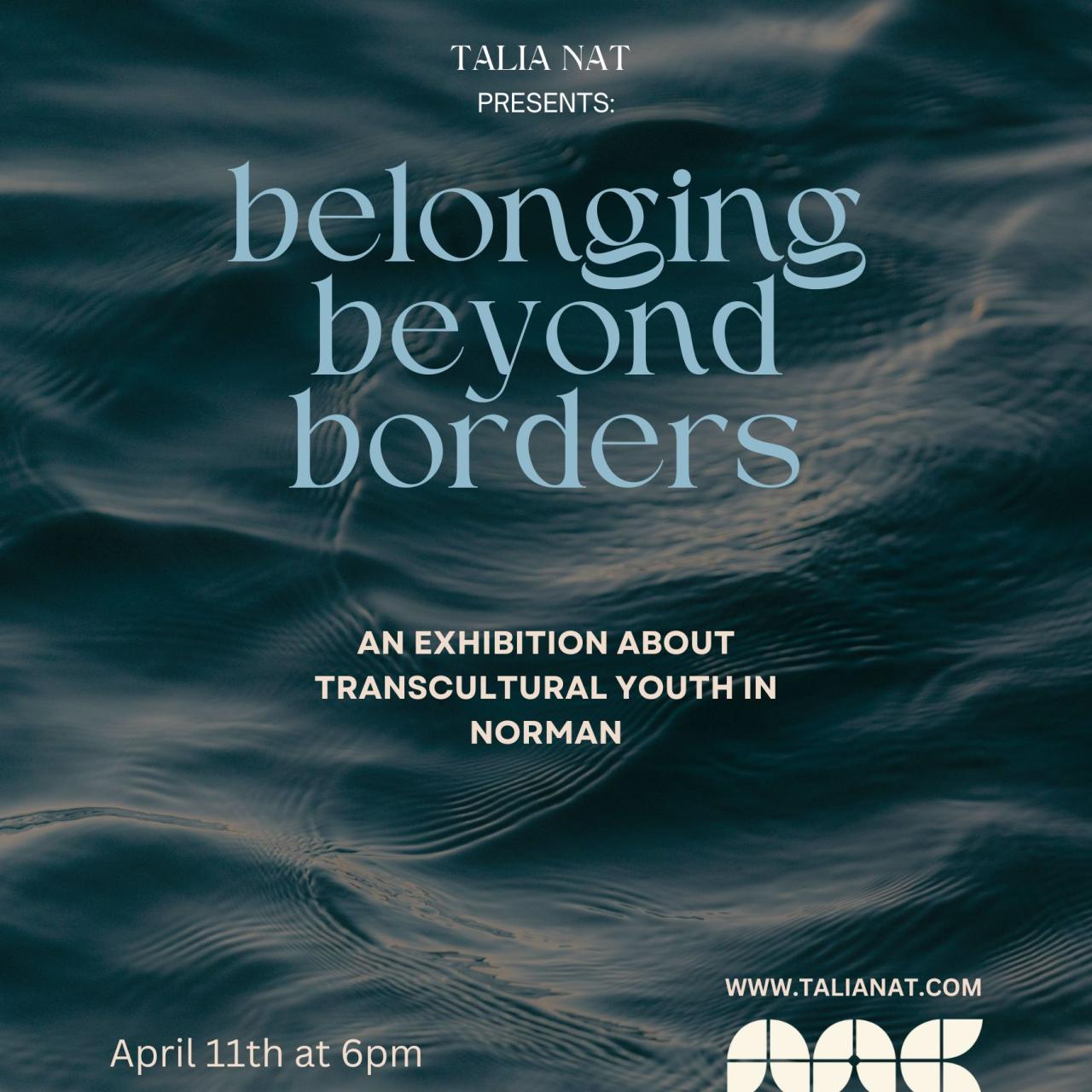 Exhibition poster: Belonging Beyond Borders. April 11th at 6pm, Mainsite Gallery