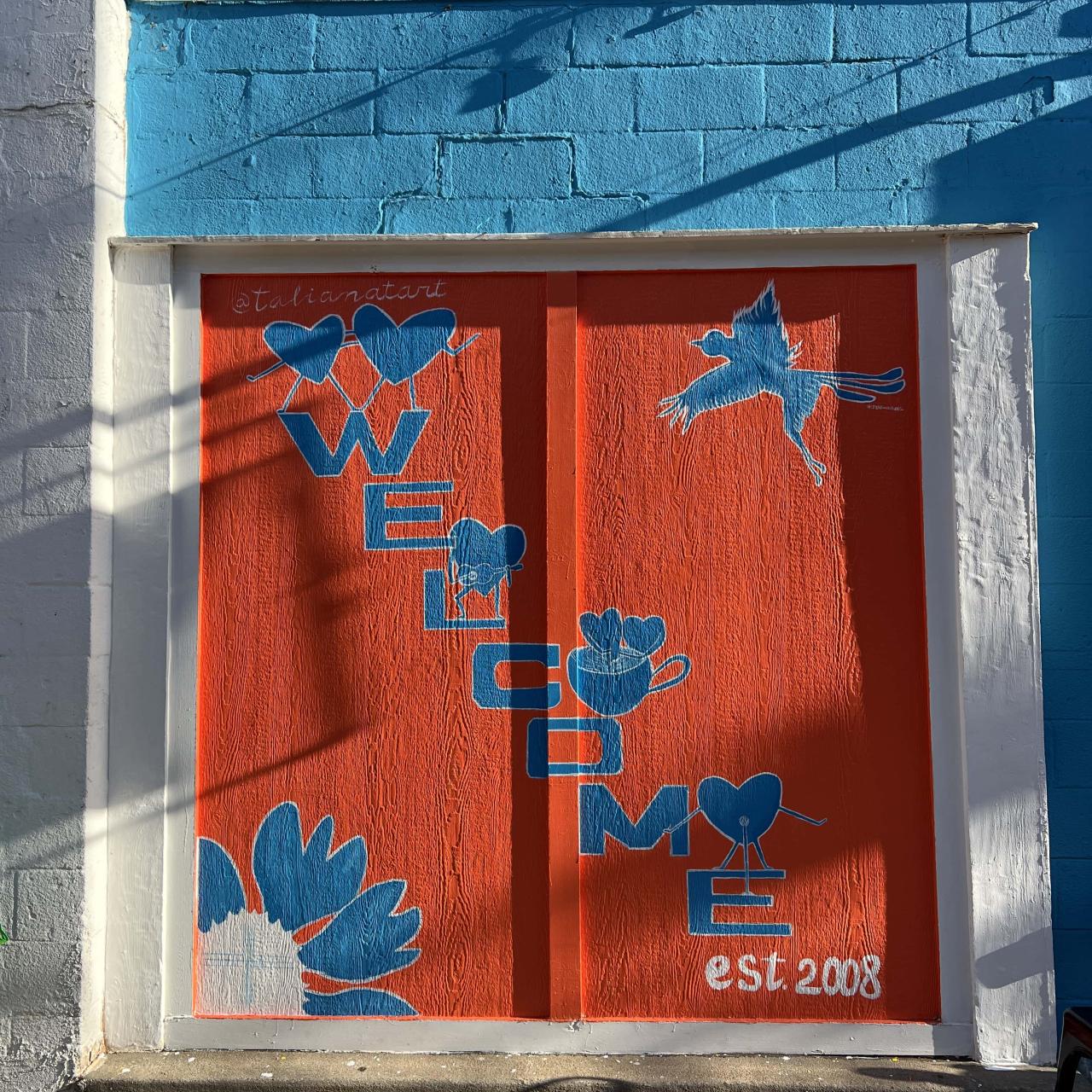 Second Wind Coffee House Welcome Mural by Talia Nat